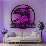 Cartel de metal LED personalizado de delfín al atardecer, regalo para amantes de la playa, decoración temática oceánica para el salón