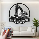 Insegna in metallo LED personalizzata per escavatore - Regalo per lui, decorazione per ufficio o garage 1