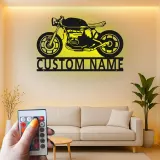 Décoration murale en métal personnalisée Café Racer avec rétroéclairage pour passionnés de moto