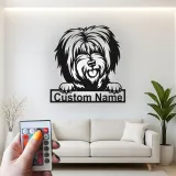 Cartel de metal LED de perro peludo personalizado, regalo para amantes de las mascotas, decoración para salón o espacio para mascotas
