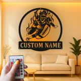 Insegna LED personalizzata con giocatore di football | Decorazione murale in metallo personalizzata | Arredo camera ragazzi e man cave | Regalo per atleta