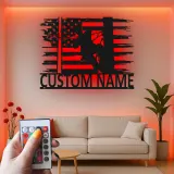 Décoration murale en métal personnalisée avec drapeau américain et rétroéclairage pour électriciens