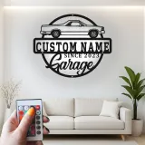 Insegna in metallo personalizzata con nome per auto muscolosa con luce LED regalo personalizzato per appassionati di auto decorazione garage