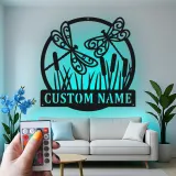 Insegna in metallo LED personalizzata con libellula, regalo per amanti della natura, decorazione per giardino o patio