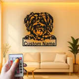 Décoration murale en métal personnalisée en forme de silhouette de chien avec rétroéclairage LED - Cadeau pour parent d'animal - Décor pour salon ou espace pour animaux