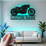 Insegna in metallo LED personalizzata per motociclette - Regalo per motociclisti, decorazione per garage o man cave 4