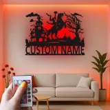 Headless Horseman Metal Sign with LED | Custom Halloween Decor | Personalized Spooky Wall Art for Home & Porch