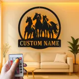 Panneau de Cheval Personnalisé avec Rétroéclairage LED | Art Métallique sur Mesure pour Décor de Ranch & Ferme | Cadeau Équestre pour Amateurs de Chevaux