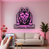 Personalized Pomeranian LED Sign | Custom Dog Name Metal Wall Art | Pet Lover Gift | Entryway Decor