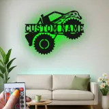 Personalized Monster Truck LED Metal Sign | Custom Name Wall Art | Garage Decor, Man Cave & Gift for Truck Lovers