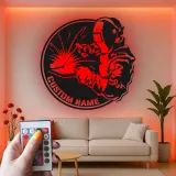 Cartel de metal LED personalizado para soldadores, regalo para decoraciones de garaje o taller