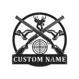 Panneau LED de chasse personnalisé | Décoration murale en métal cerf et fusil | Décor rustique pour man cave | Cadeau unique pour chasseurs