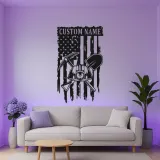 Personalized Firefighter LED Sign | Custom Metal Wall Art with Name | Patriotic Fireman Decor for Station & Home