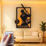 Insegna in metallo personalizzata per giocatore di softball con luce LED regalo per atleti decorazione per sala giochi sportiva 2
