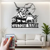 Highland Cow Metal Wall Art | Custom LED Sign for Farmhouse Decor | Personalized Ranch Home Gift for Cow Lovers
