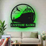 Personalisierte LED-Licht-Metall-Wandkunst mit Leuchtturm – Nautisches Geschenk und Küstendekoration 2