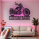 Insegna in metallo LED personalizzata per motociclette - Regalo per motociclisti, decorazione per garage o man cave 3