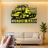 Cartel de metal LED personalizado de camión volquete regalo para entusiastas de camiones decoración de garaje o man cave 4