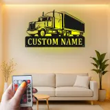 Insegna in Metallo per Camion Personalizzata | Arte da Parete LED Big Rig | Decorazione Realistica per Rimorchio Trattore | Regalo per Camionista