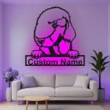 Insegna in metallo personalizzata con luce LED a forma di cane pastore regalo per amanti dei cani decorazione per soggiorno 1