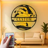 Arte murale in metallo da pesca su misura | Insegna LED personalizzata per pescatore | Arredo per casa al lago e regalo per angler