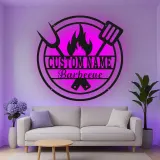 Insegna in metallo personalizzata per barbecue e luce LED regalo per maestro del grill decorazione per patio all'aperto