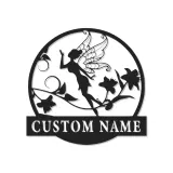 Décoration murale en métal personnalisée Fée avec Fleurs et Rétroéclairage - Cadeau Enchanteur pour Chambre ou Décor de Jardin