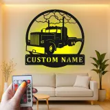 Insegna LED per Camion Semirimorchio Personalizzata | Arte in Metallo per Big Rig | Decorazione per Garage e Man Cave