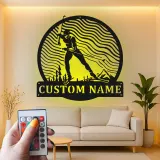 Cartel de metal LED esquiador personalizado regalo de esquí para entusiastas de deportes de invierno decoración de cabaña o refugio