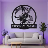 Decorazione LED personalizzata in metallo per contrabbasso | Insegna con silhouette di musicista | Arredo e regalo su misura per studio musicale