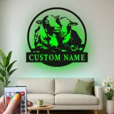 Insegna LED Personalizzata con Agnelli | Arte in Metallo Personalizzata | Decorazione per Fattoria di Pecore per Nursery o Regalo per Casa Rustica