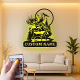 Panneau en métal personnalisé avec élan et aigle | Art mural rétroéclairé pour décoration de cabane rustique | Cadeau personnalisé pour amoureux de la nature