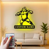 Arte murale in metallo LED con gorilla | Insegna personalizzata con nome per man cave | Arredo personalizzato con fauna selvatica | Silhouette animale retroilluminata