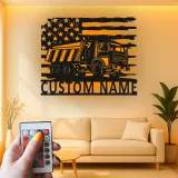 Insegna in metallo LED personalizzata a tema camion ribaltabile regalo per appassionati di camion decorazione per garage o man cave 5