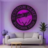 Décoration murale en métal personnalisée avec lumière LED pour boucherie