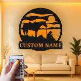 Insegna in metallo LED personalizzata con cowboy e cavallo - Regalo western per lui, decorazione rustica per ranch 2