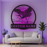 Insegna in metallo LED gru personalizzata regalo per amanti della natura decorazione elegante per soggiorno