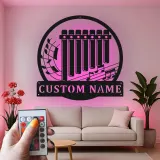 Insegna in metallo personalizzata a forma di pan flute | Arte murale musicale con LED | Regalo personalizzato per musicisti | Decorazioni per studio