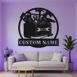 Insegna LED Toolbox Personalizzata | Arte Murale in Metallo Personalizzata | Decorazione per Laboratorio e Garage | Regalo per Falegname o Artigiano
