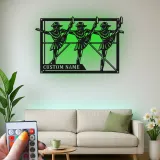 Personalisierte LED-Metall-Wandkunst mit Tänzer-Trio – Geschenk für Tanzliebhaber, Studio- oder Schlafzimmerdeko