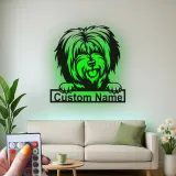 Cartel de metal LED de perro peludo personalizado, regalo para amantes de las mascotas, decoración para salón o espacio para mascotas