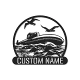Personalisierte U-Boot Metall Schild | LED Nautische Wandkunst | Individuelles Navy Veteran Geschenk | Maritime Dekoration