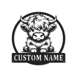 Insegna LED Highland Cow personalizzata | Arte da parete in metallo personalizzata | Decorazione moderna per casa e business