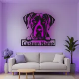 Insegna in metallo LED personalizzata per amanti dei cani con Alano - Regalo per la sala da pranzo