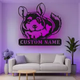 Décoration murale en métal LED personnalisée pour amoureux des chinchillas