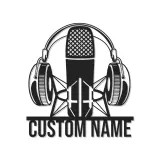 Custom Podcast Mic Sign | Personalized LED Metal Wall Art | Studio Decor for Podcaster & Musician Gift