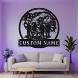 Regalo personalizzato per vigile del fuoco | Decorazione murale LED in metallo con aquila | Insegna con nome su misura per casa e ufficio