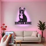 Custom French Bulldog LED Sign | Personalized Metal Wall Art | Dog Lover Memorial Gift for Home & Living Room Decor