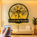 Cartel de metal personalizado con luz LED de libélula, regalo para amantes de la naturaleza, decoración para dormitorio o jardín 2