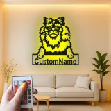 Cartel de metal LED de gato persa personalizado, regalo para amantes de mascotas, decoración para sala de estar
